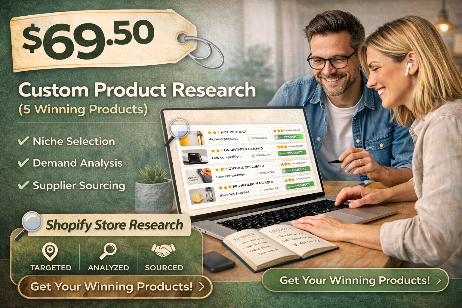 Custom Product Research (5 Winning Products) – $69.50