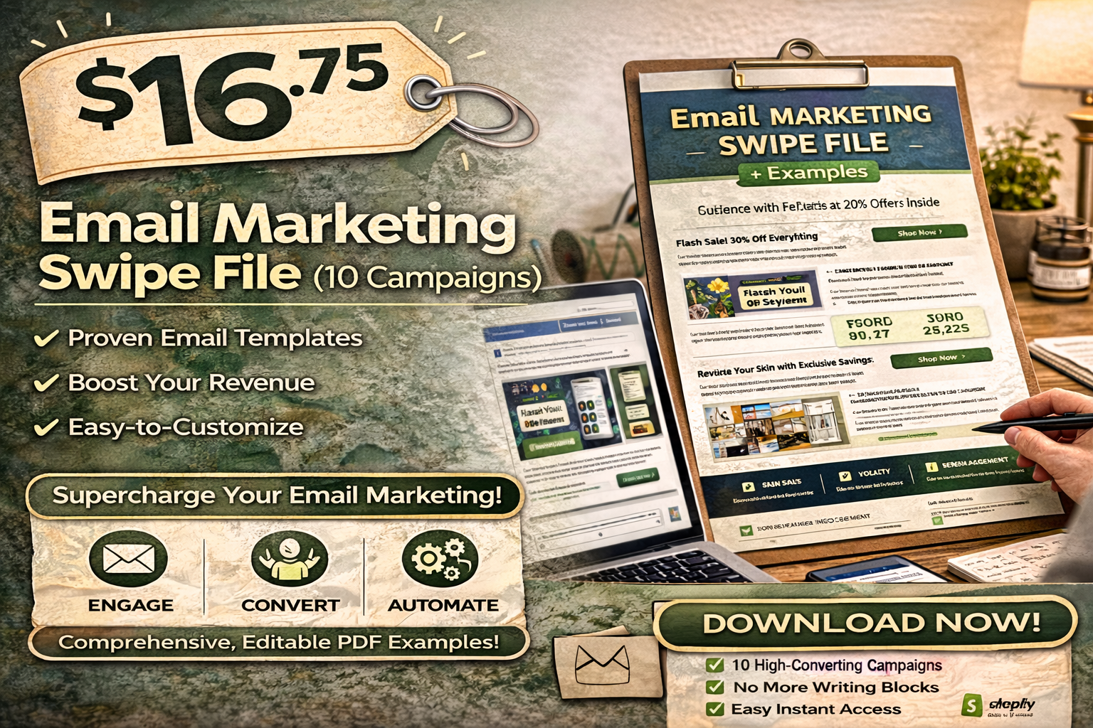 Email Marketing Swipe File (10 Campaigns) – $16.75