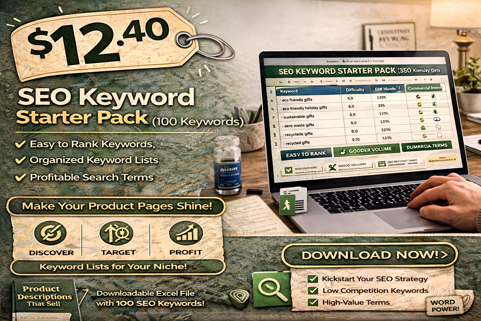SEO Keyword Starter Pack (100 Keywords) – $12.40